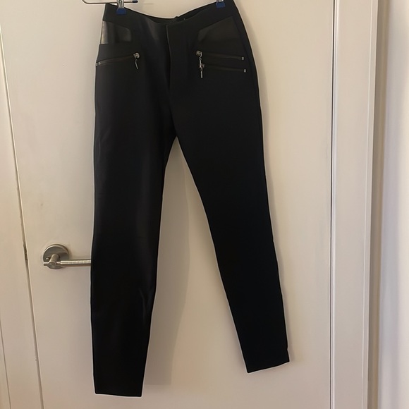 Rebecca Taylor stretch pant with leather and zipper details - Picture 3 of 4